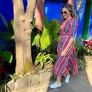 Vintage Colorful Midi Dress Small